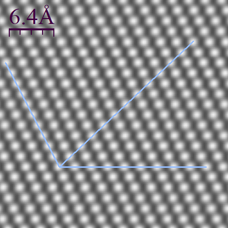 Grayscale scanning tunneling micrograph of the graphite atomic lattice
